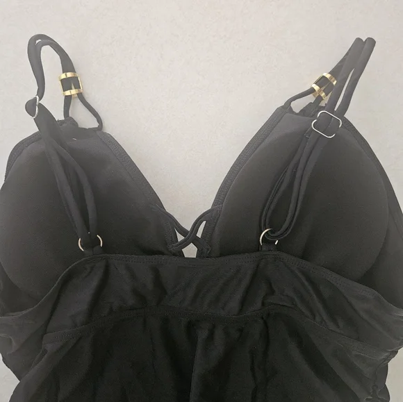 SHEIN Black Swim Dress 2X Summer Swim Vacation T-2406 - Picture 5 of 7